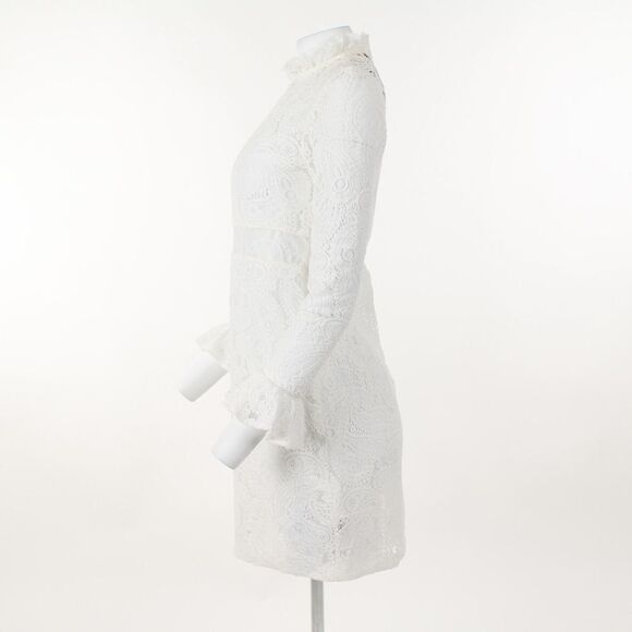 Maje Riline Guipure-Lace Mini Dress in Ecru - Picture 3 of 5